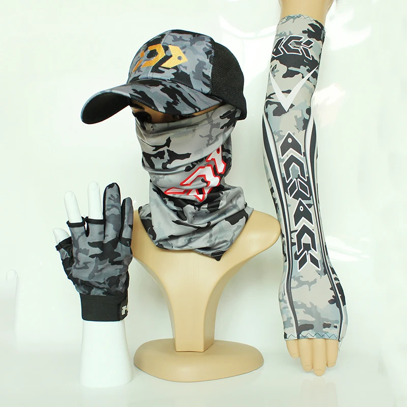 Лето 2019 новые стильные камуфляжные шапки из ледяного шелка для рыбалки рукава +