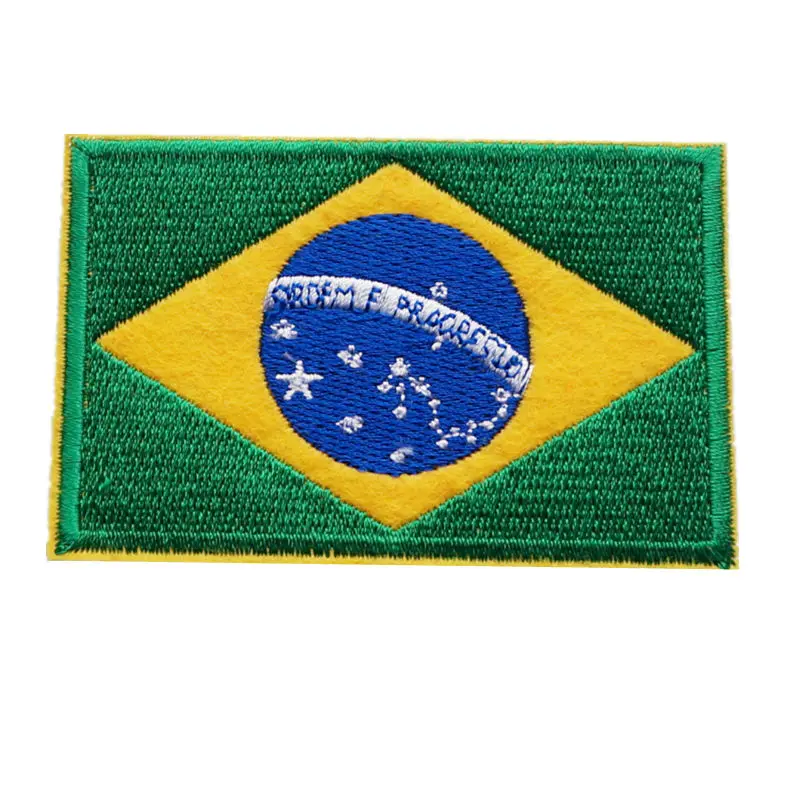 Вышитые нашивки 9 см Бразильский национальный флаг Прошитые железные Значки для