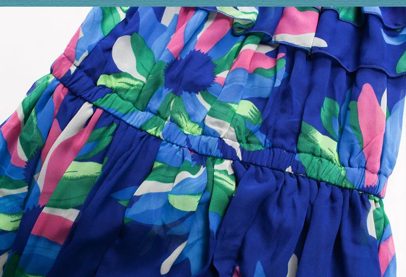 Женское длинное платье пляжное из шифона с принтом в стиле бохо большие размеры