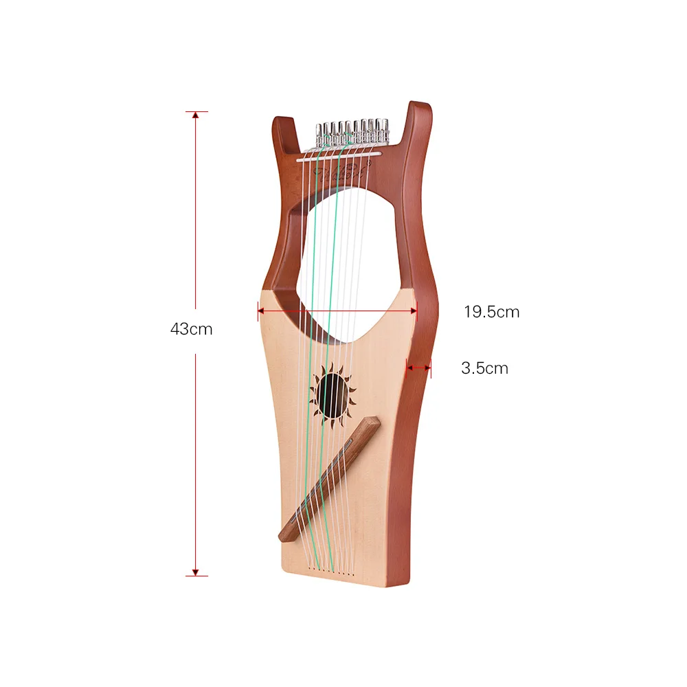 WH01 10-String Wooden Lyre Harp Nylon Strings Rosewood Topboard Rubber Wood Backboard String Instrument with Carry Bag |
