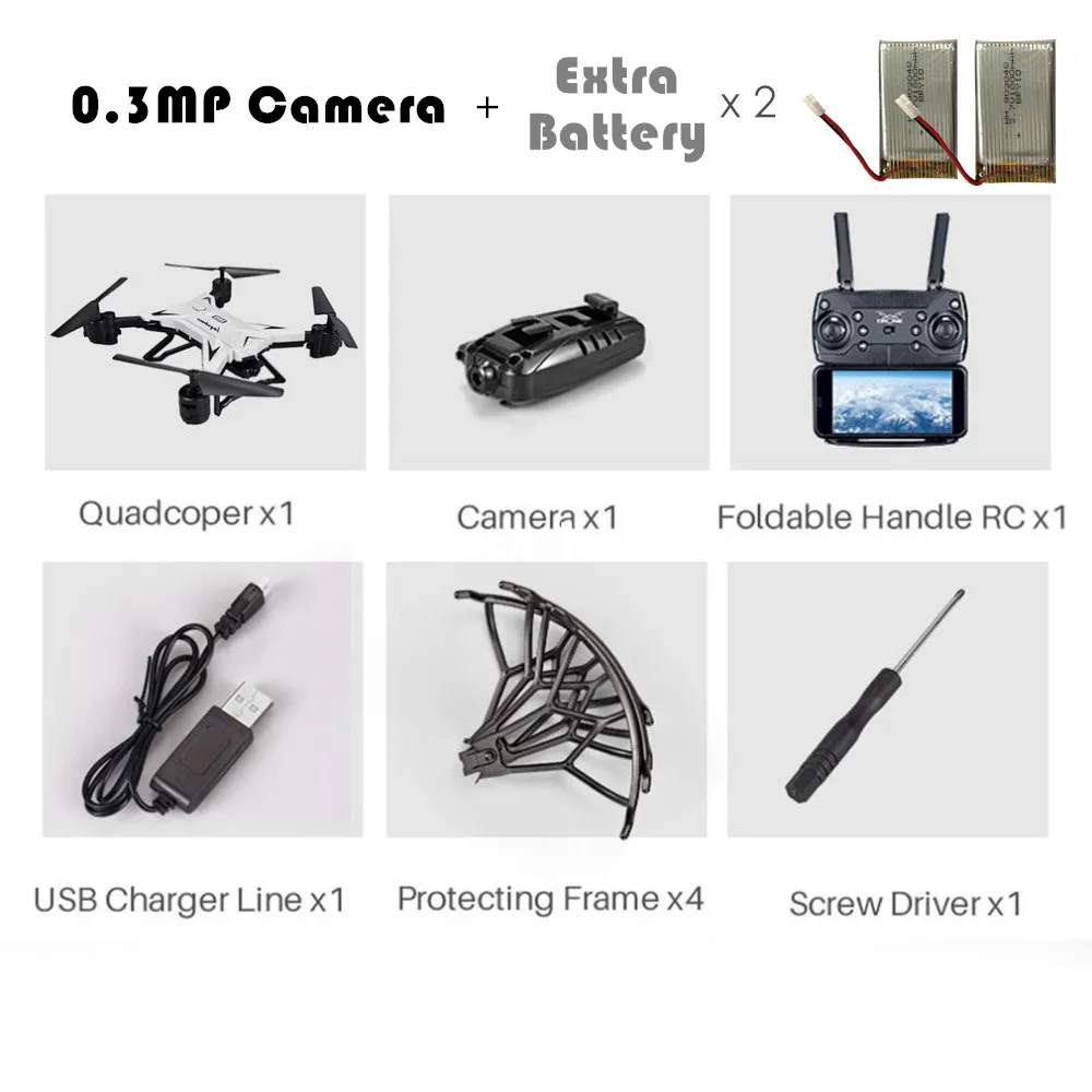 white 0.3mp 2EB Профессиональный Квадрокоптер KY601S HDRemote с дистанционным управлением, камера, Дрон, вертолет, 4 канала, долговечная Складная рукоятка самолета - Цвет: white 0.3mp 2EB