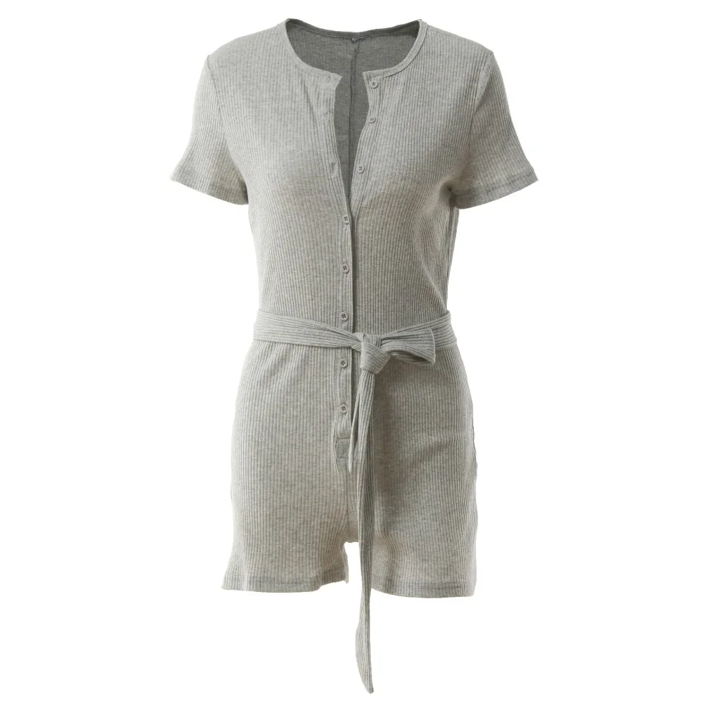 Новые пикантные женские короткий рукав soild Цвет хлопок Подпушка Playsuit Ползунки