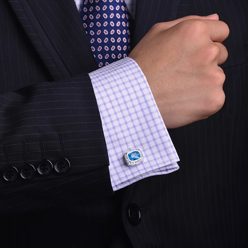 KFLK Роскошные abotoaduras запонки для рубашек мужчин брендовые на пуговицах с голубыми