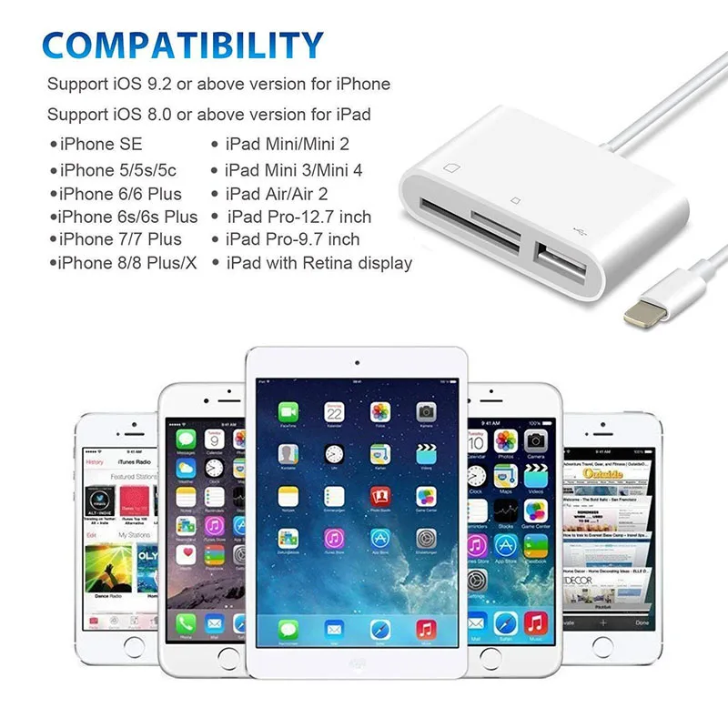 Reilim OTG USB адаптер для камеры lightning к micro SD TF кард-ридер комплект для iphone ipad для apple ios 13 конвертер
