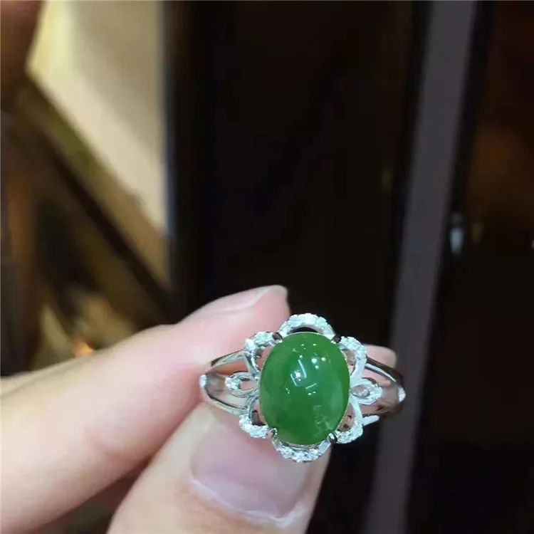 

KJJEAXCMY fine jewelry 925 Pure silver inlay natural jasper female style ring jewelry gemstone simple plum flower style