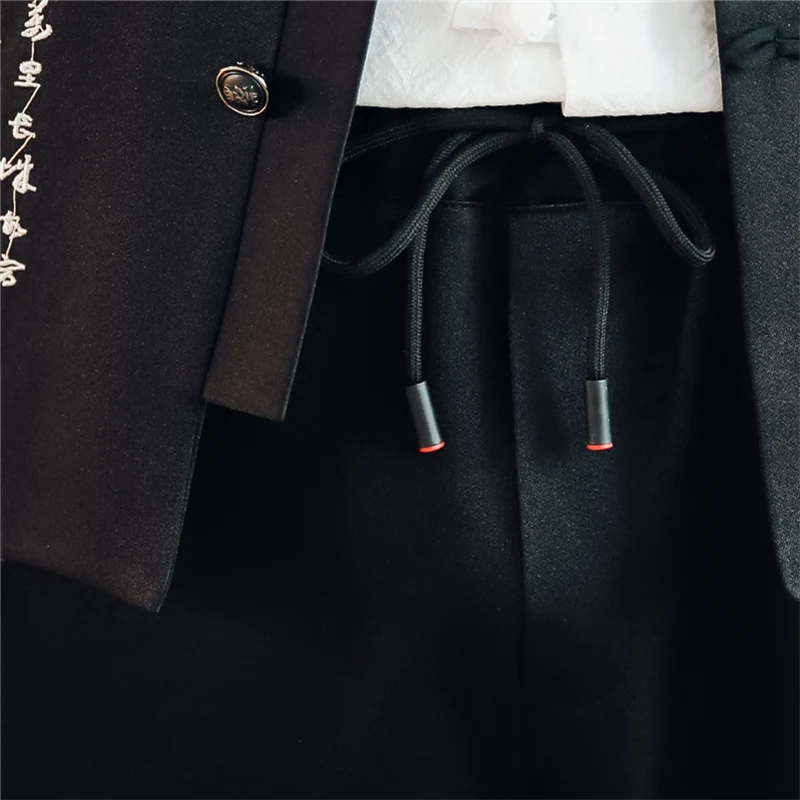 Модные мужские костюмы с вышивкой приталенный мужской пиджак и брюки