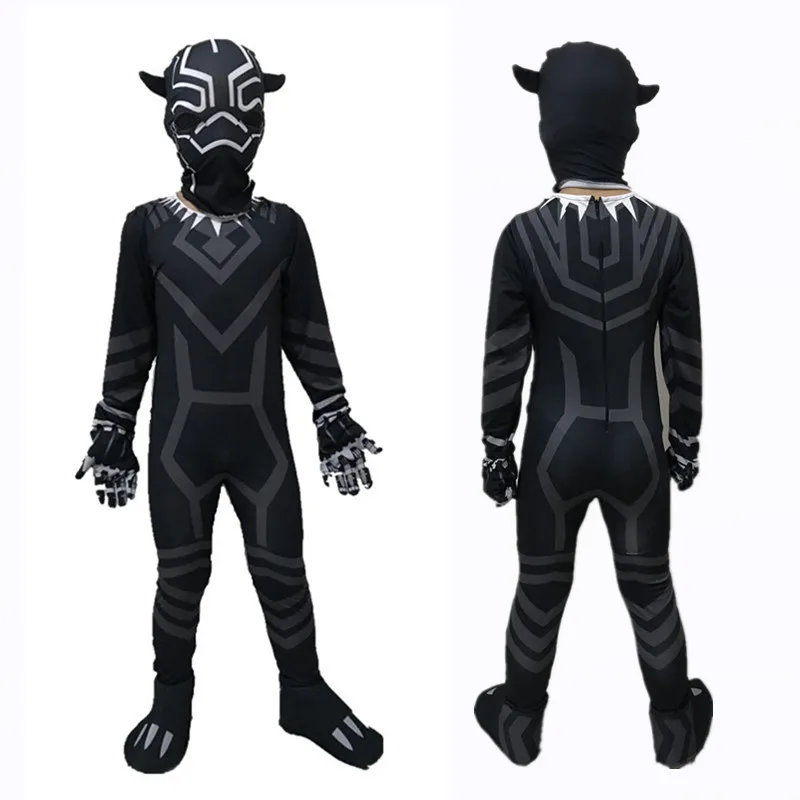 

Black Panther Cosplay Costume Kids Halloween Boys Marvel Movie The Avengers Spandex Clothing