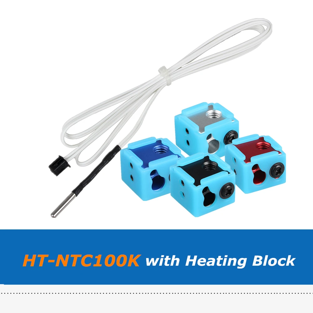 Lerdge 3D Printer Part 1m/2m HT-NTC100K Thermistor Temperature Sensor Cable + 1pc BP6 Hotend Heater Block With Silicone Sock Lerdge 3D Printer Part 1m/2m HT-NTC100K Thermistor Temperature Sensor Cable + 1pc BP6 Hotend Heater Block With Silicone Sock
