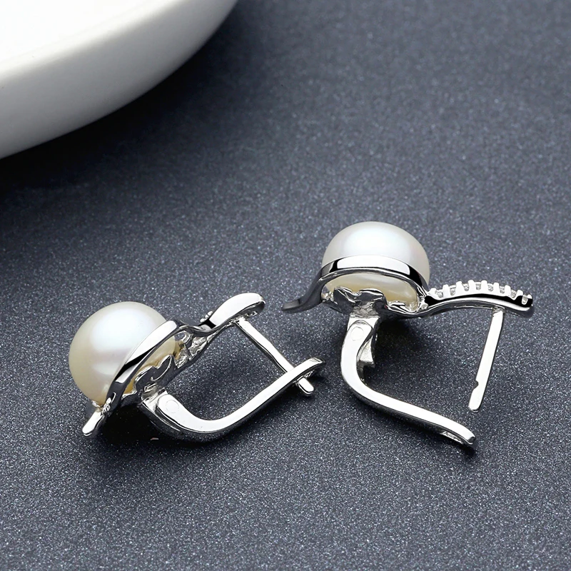 Женские серьги из серебра 9 5 мм с пресноводным жемчугом|hoop earrings|earrings forearrings for women |