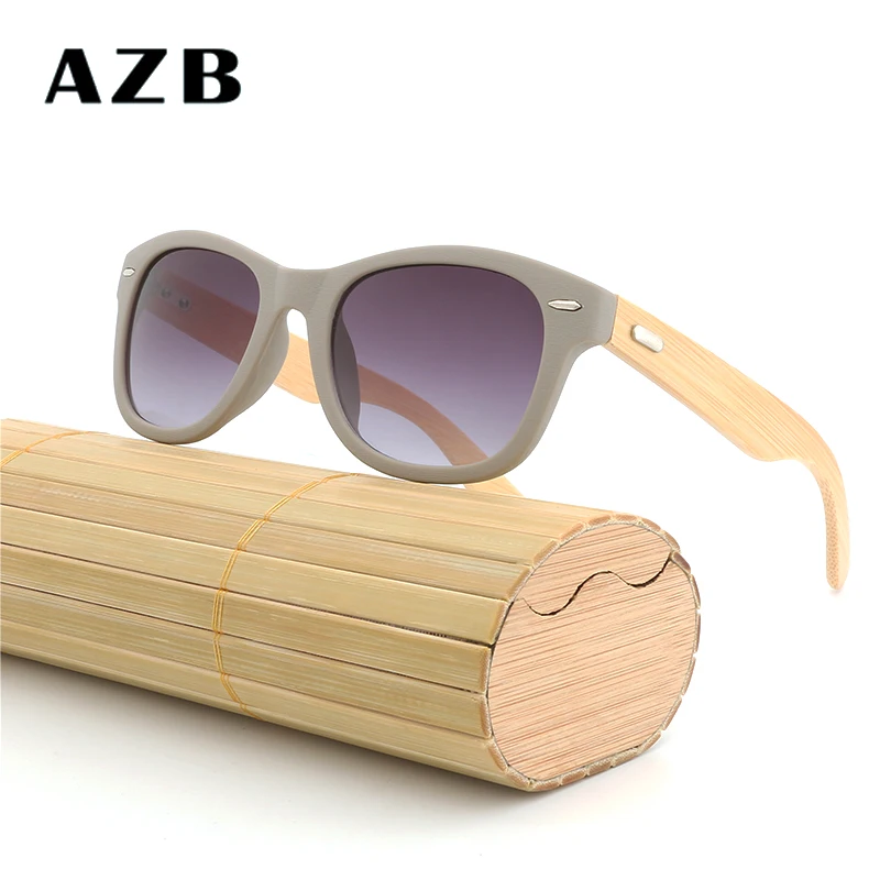 AZB бамбука ноги солнцезащитные очки для женщин Gafas Матовый Ретро UV400 зеркальные очки Брендовые дизайнерские очки солнцезащитные очки anteojos de sol mujer