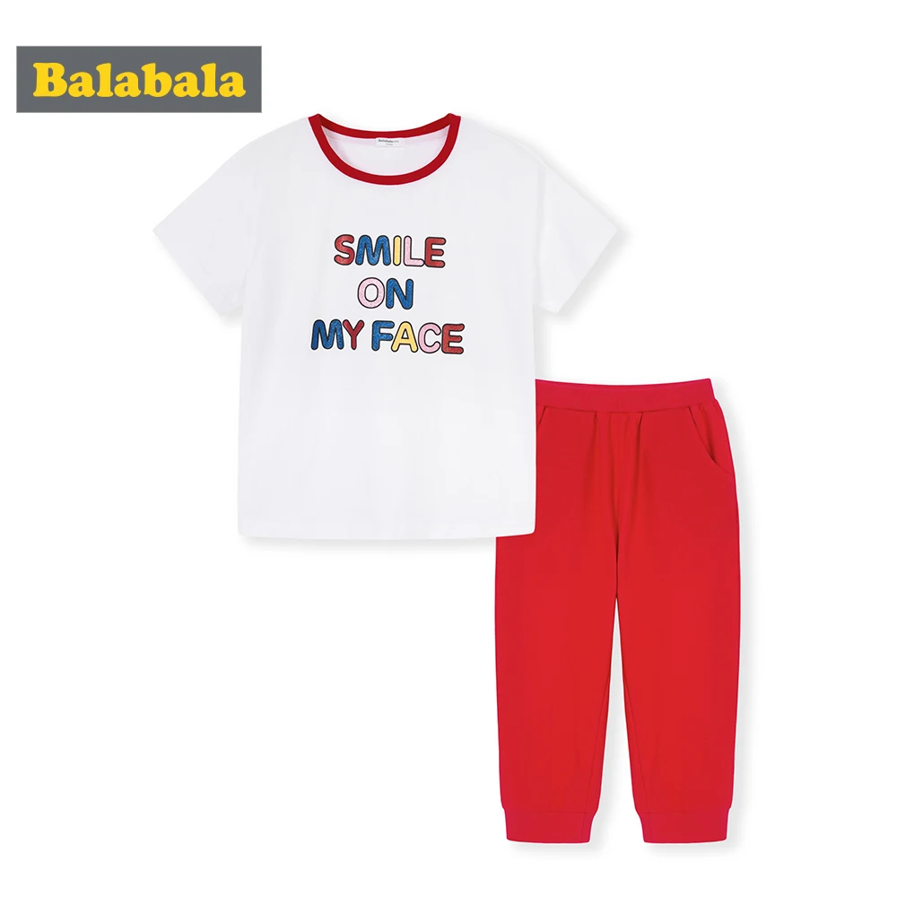 BalabalaGirls летний спортивный комплект одежды для больших мальчиков новинка 2019