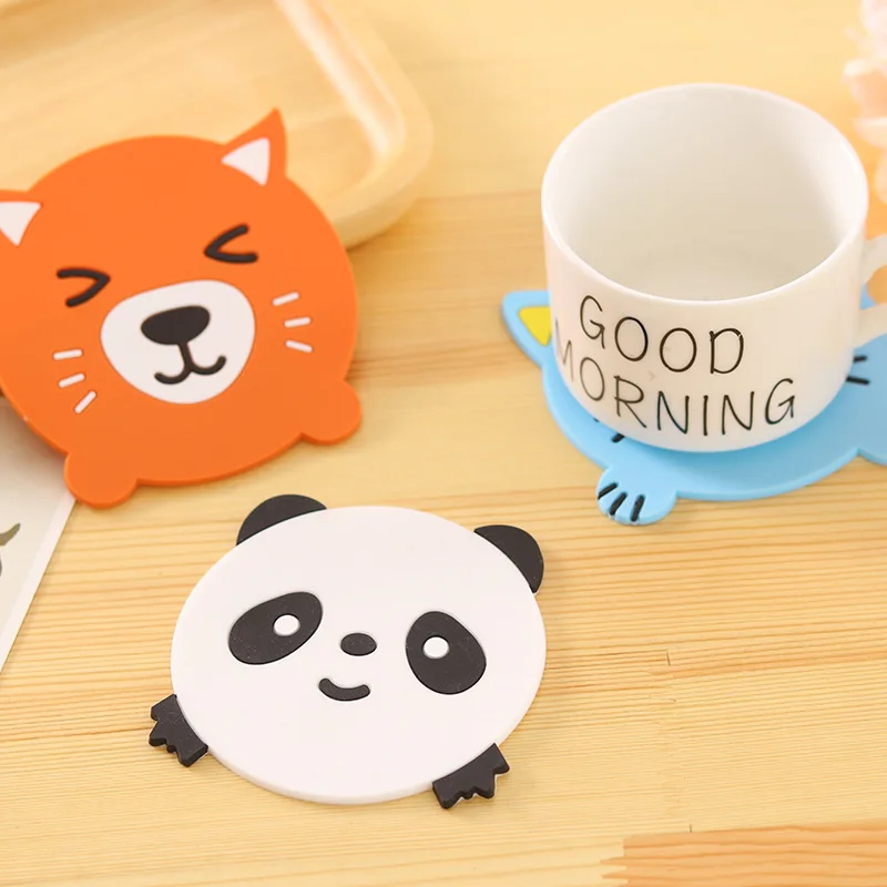 5pcs Cartoon Animal heat Resistant silicone mat Cute Round Coasters Placemats For Table Mats Dinner stand under hot Cushion | Дом и сад