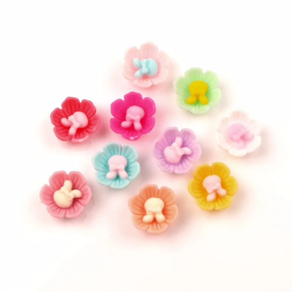 50 шт. полимерный цветок кролика 13 мм украшения каваи милые с плоским основанием