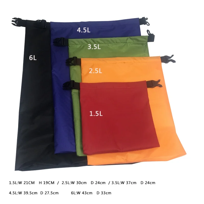 5 Pcs/Set Outdoor Swimming Waterproof Bag Camping Rafting Storage Dry Bag With Adjustable Strap Hook