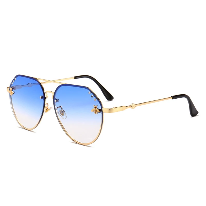 HBK Pilot/большие модные солнцезащитные очки с алмазными пчелами UV400 линзы океана