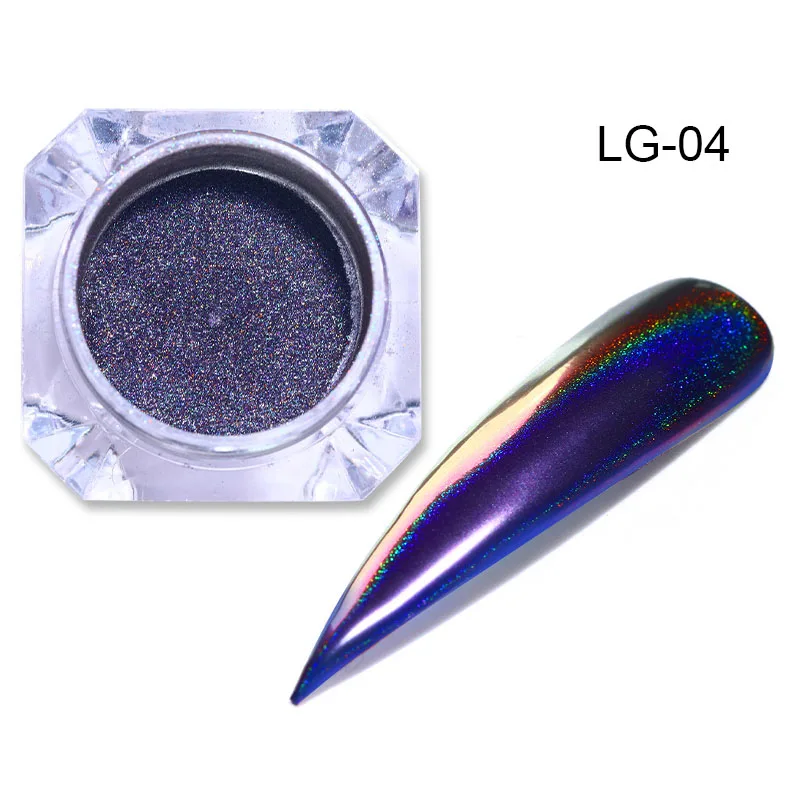 0.1g LG04 Блеск для ногтей Порошковая голографическая Пыль для ногтей зеркальный эффект хамелеона хромированный Пигмент Порошок для ногтей маникюр Дизайн ногтей украшения - Цвет: 0.1g LG04