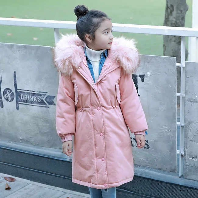 Детские хлопковые куртки верхняя одежда с большим воротником из искусственного