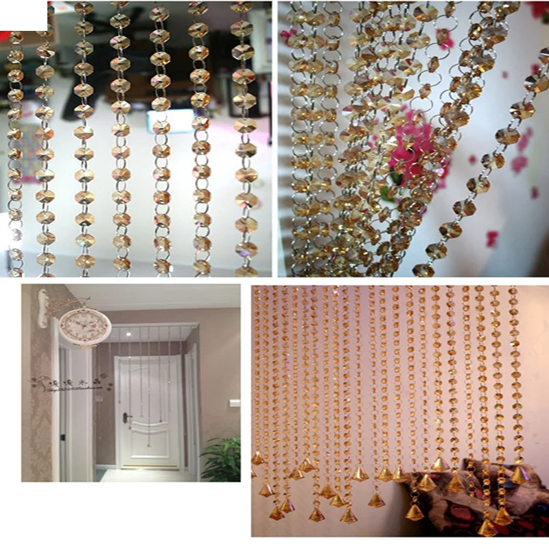 Подгоняйте Золотое шампанское 50 м Хрустальное стекло гирлянда нитка 14 мм