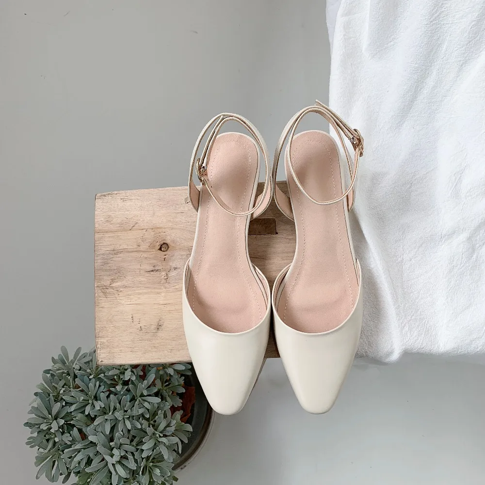 Женские летние сандалии из натуральной кожи с ремешком на щиколотке острым