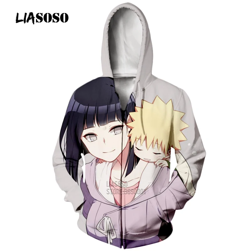 3 LIASOSO 3D принт унисекс аниме Наруто Узумаки Наруто Hyuga Хината толстовки с капюшоном кофты куртка на молнии Harajuku топы X2290 - Цвет: 3
