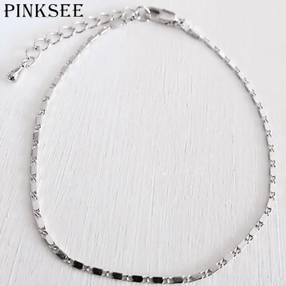 PINKSEE Trendy Clear Crystal Alloy Silver Gold Anklet Foot Chain Bracelet Beach Party Jewelry for Women | Украшения и аксессуары