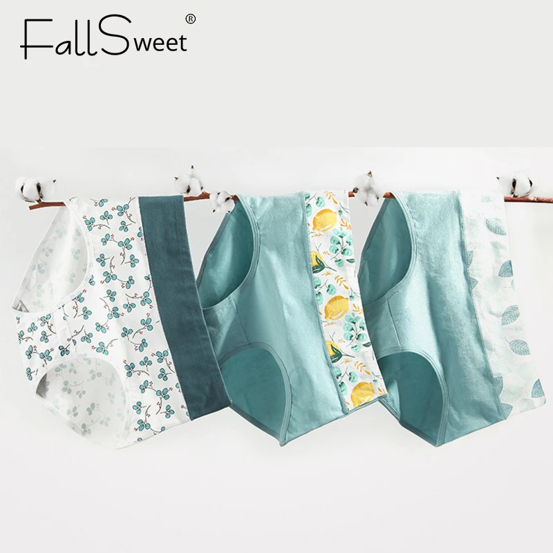 Женские бесшовные трусы Fallsweet, хлопковые трусы с высокой талией из воздухопроницаемого материала, милое нижнее белье