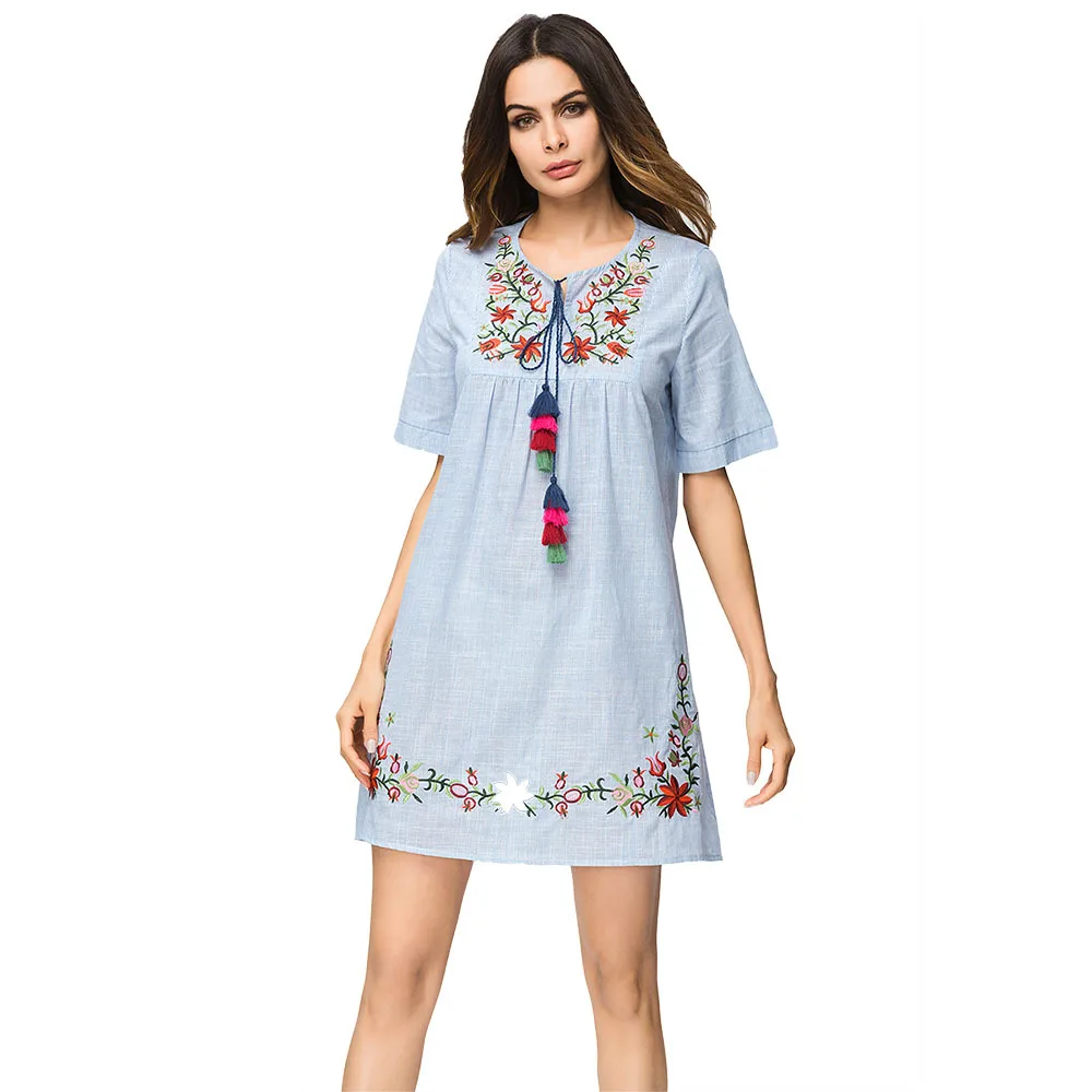 Женская ночная рубашка винтажная с коротким рукавом и вышивкой|Ночные сорочки