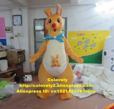 Желтый костюм талисман кенгуру Роо маскарадный для взрослых с мультяшным