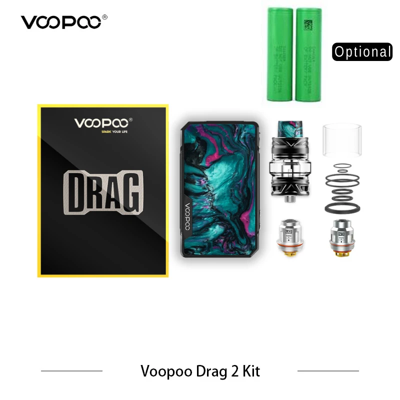 VOOPOO, 2 комплекта с батареей, 177 Вт, коробка, мод, смола, набор, вейп, электронная сигарета с UFORCE T2, бак U2, N3, сетка, катушка, электронные сигареты