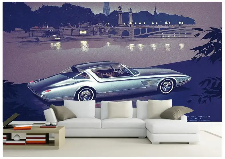 3d обои фрески для стен 3 d красота современный мотор город река мост городской