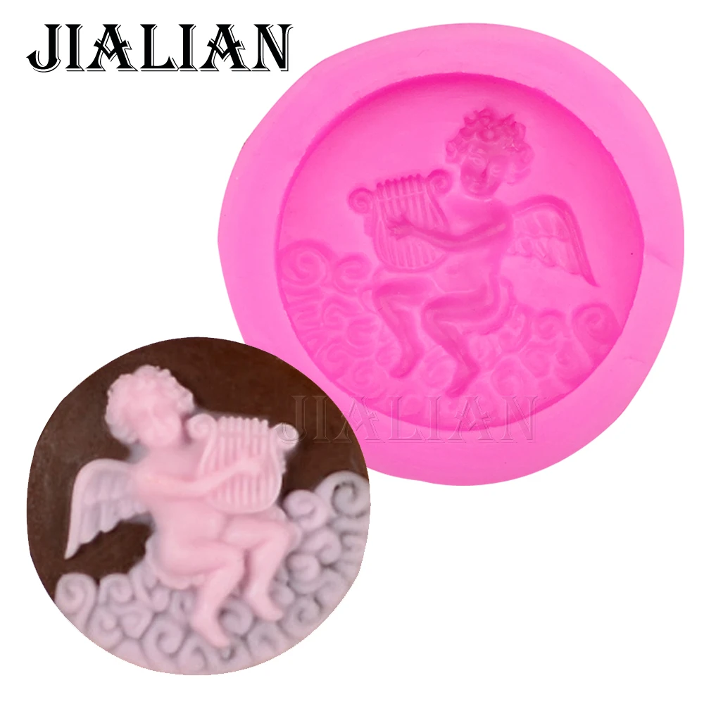 

Angel playing soap mould chocolate Sugar Craft Jello Jelly cake decorating tools DIY fondant silicone mold Boy playing T0204