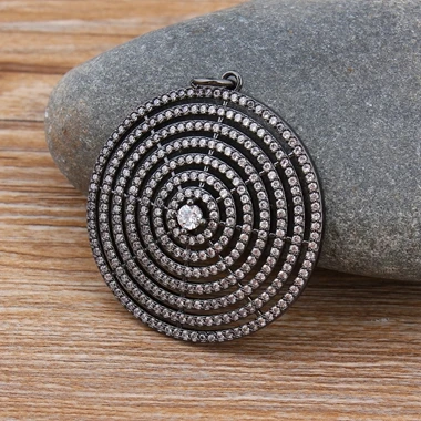 Pendant-Black Новое поступление модные роскошные Медь CZ Кристальные, круглой формы кулон ожерелье, с фабрики, опт Шарм Для женщин Мужская цепочка Ожерелье - Окраска металла: Pendant-Black