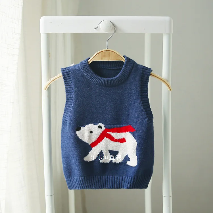 Осенне-зимние Новые свитера жилеты для мальчиков и девочек пальто без рукавов с