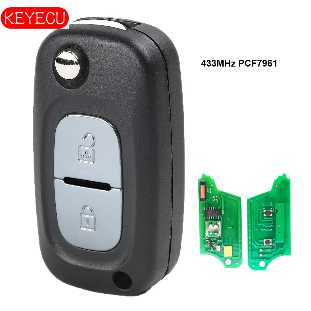 Раскладной дистанционный ключ Keyecu с 2 кнопками FSK 434 МГц PCF7961 для Renault Clio 3 Kangoo Master