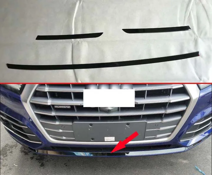 Для Audi Q5 FY из нержавеющей стали Черный titanium перед баром Бампер Обложка щит отделка под давлением Нижняя решетка дизайн автомобиля