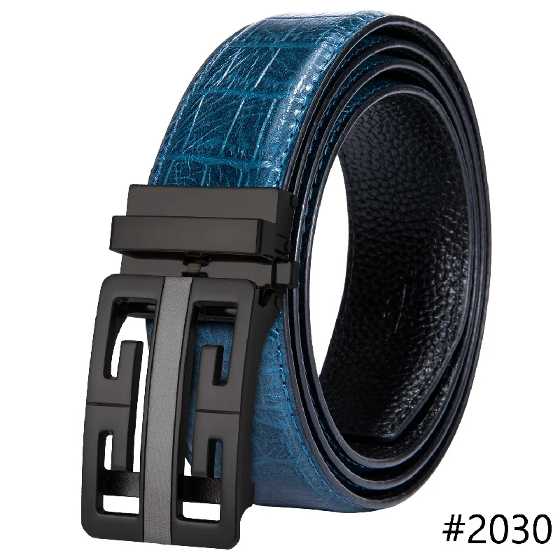 DK-2030-DJ-E Новые кожаные ремни для мужчин s Натуральная воловья кожа мужской ремень синий ремень высокое качество автоматическая пряжка мужской ремень для деловых DK-2072 - Цвет: DK-2030-DJ-E