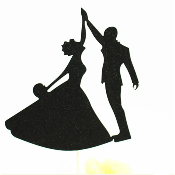 H102 Cake Topper Топпер для торта, свадебные Серебряные вечерние принадлежности, топпер для торта жениха и невесты, украшение для свадьбы, Свадебный Топпер для торта - Цвет: H102 Cake Topper