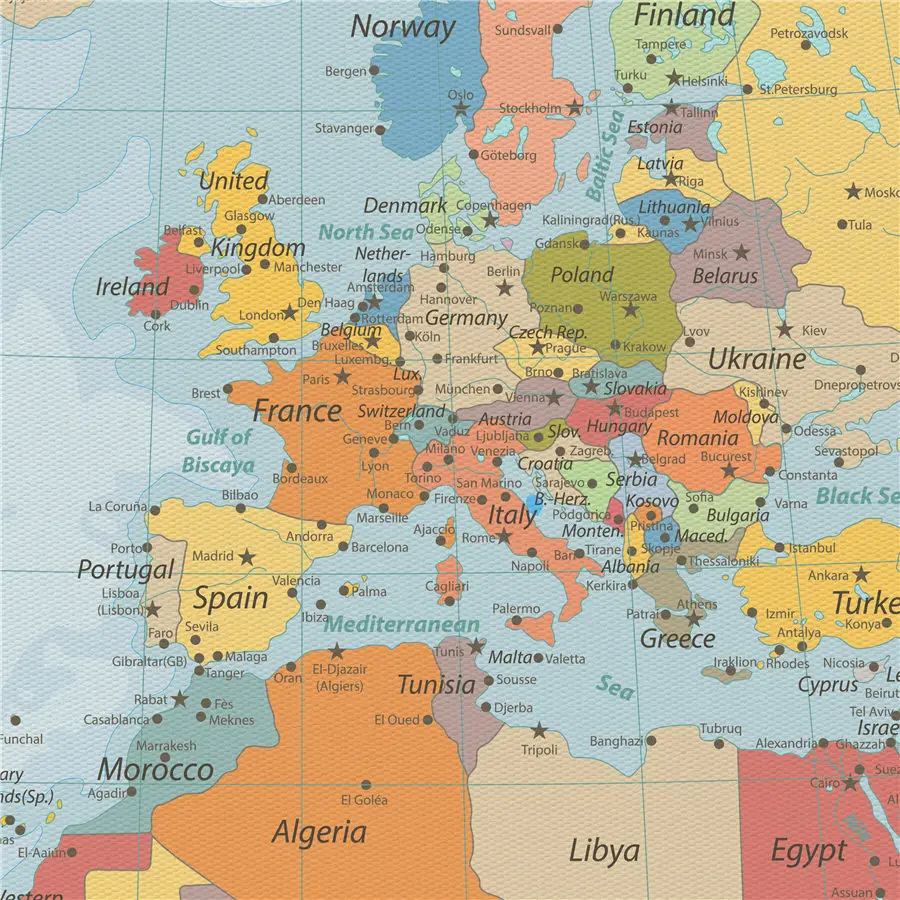 Современная Карта мира на стену Классическая печать холст настенная наклейка