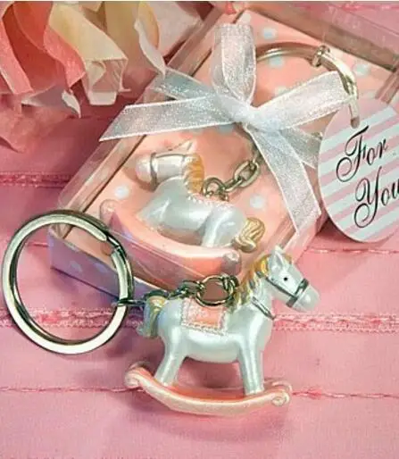

12PCS Baby Shower Favor Rocking Horse Keychain Christening Favor Girl Boy Party Gift Kids Birthday Souvenir Wedding Gifts