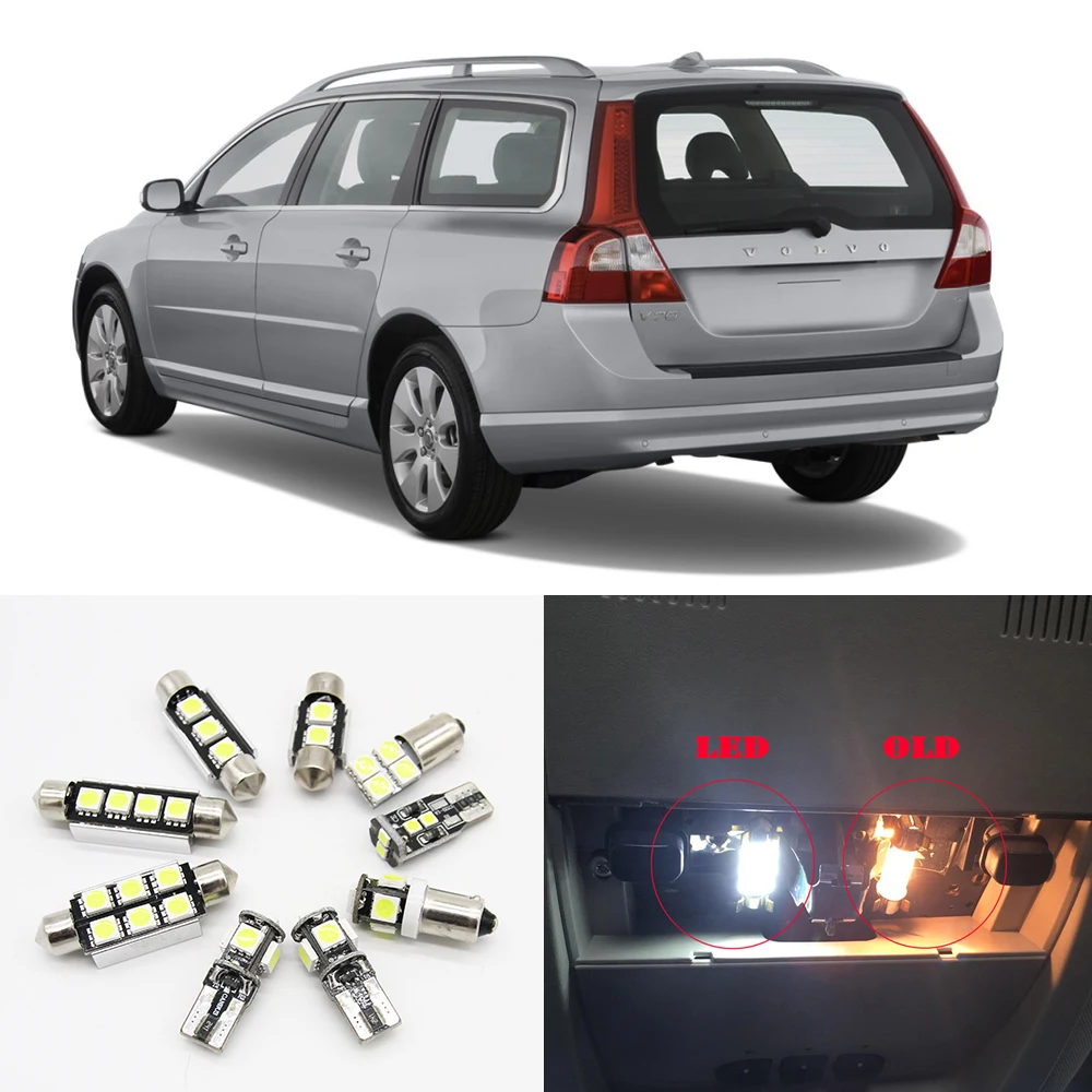 11 шт. белый Canbus Авто светодиодный дверь шаг плафон светильник для 2008 2009 2010 Volvo V70