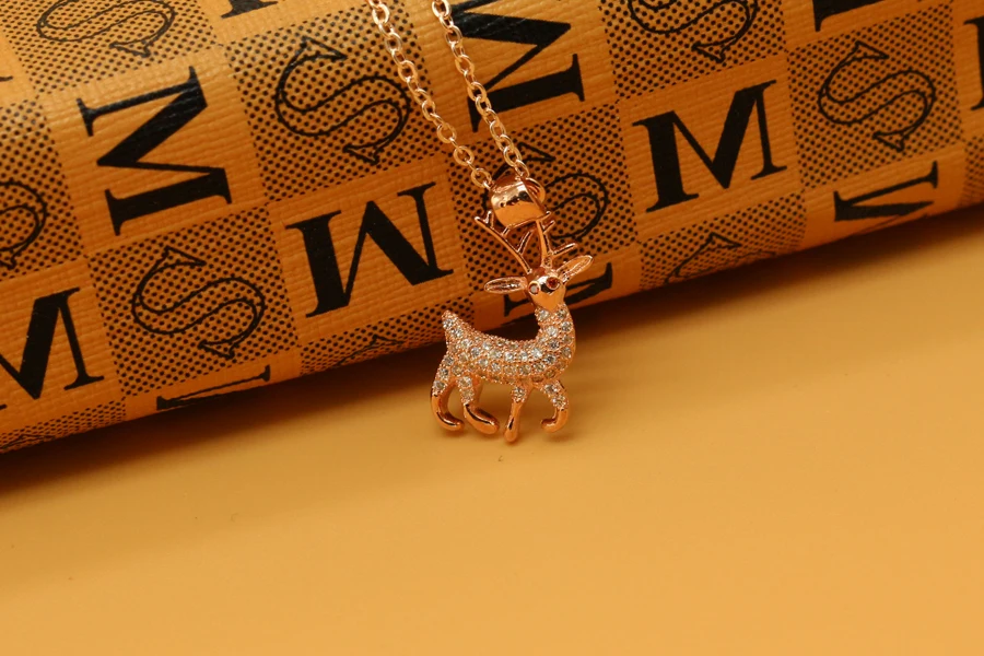 10pcs cute tiny animal spotted deer pendant women necklace gift for her Micro inlays copper jewelry silver plating Rose Gold | Украшения и