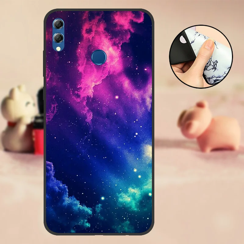 ALZYV Чехол для huawei Honor 8X черный мягкий Силиконовый ТПУ чехол из ТПУ чехол для huawei Honor 8X бампер с милым рисунком черный чехол - Цвет: ALZYV