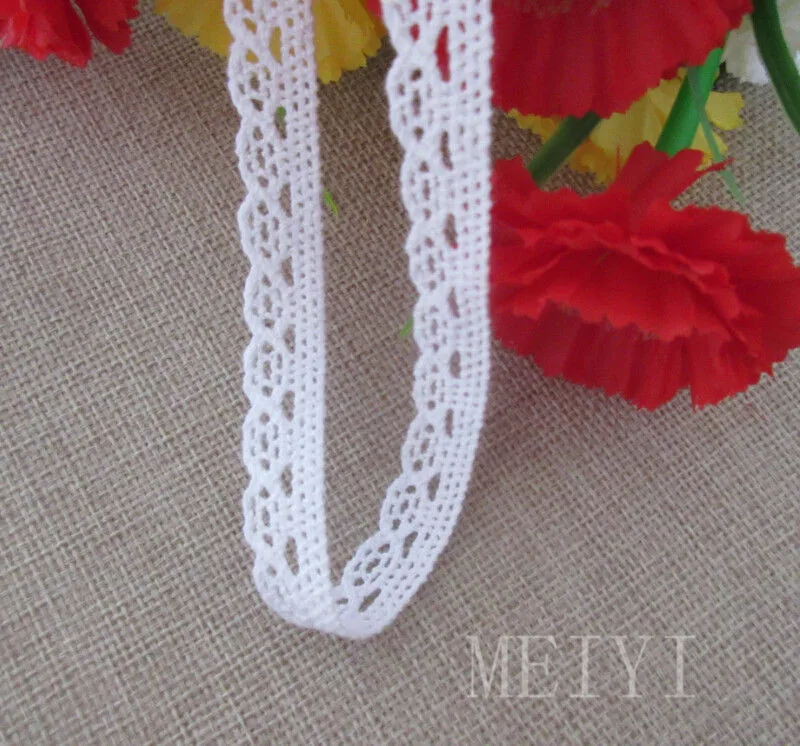 10 ярдов белая вышитая кружевная отделка с зубчатыми краями искусственное шитье
