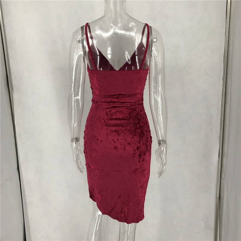 Зимние Бархатные платья на тонких бретельках сексуальное женское Бандажное