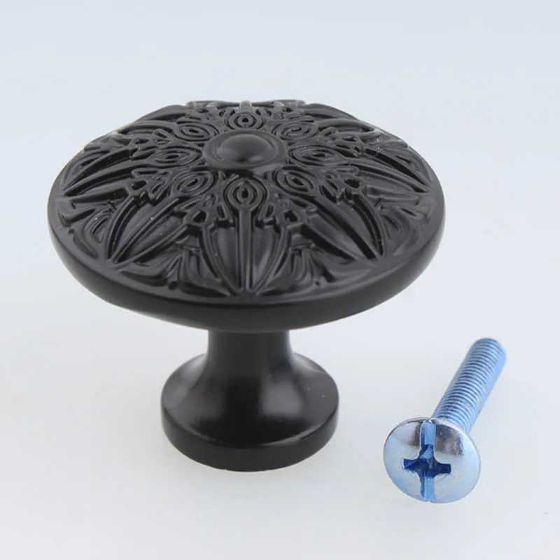 

35MM modern simple black drawer shoe cabinet knobs pulls retro simple matte black kitchen cabinet cupboard door handles knobs
