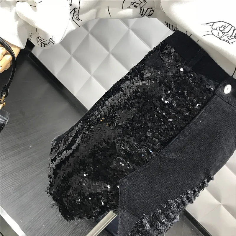 Коробова 2019 Новое поступление отверстие джинсовая юбка пикантные вечерние линии