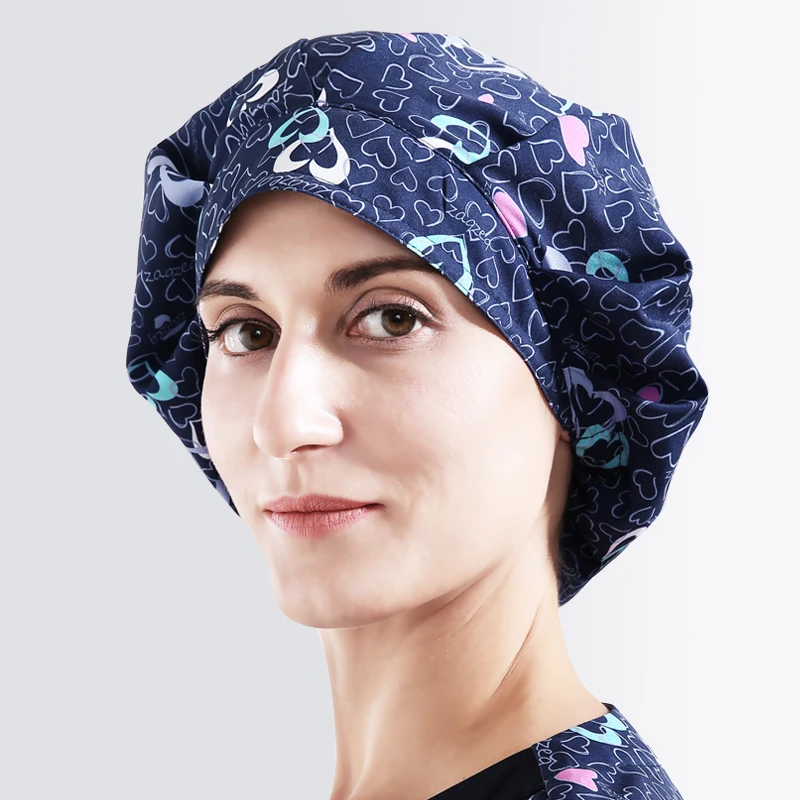 Bouffant Doctor хирургическая кепка для женщин серое сердце медицинские операционные шапочки полиэфирные часы Регулируемые длинные волосы шеф-повара стоматологической работы шляпы