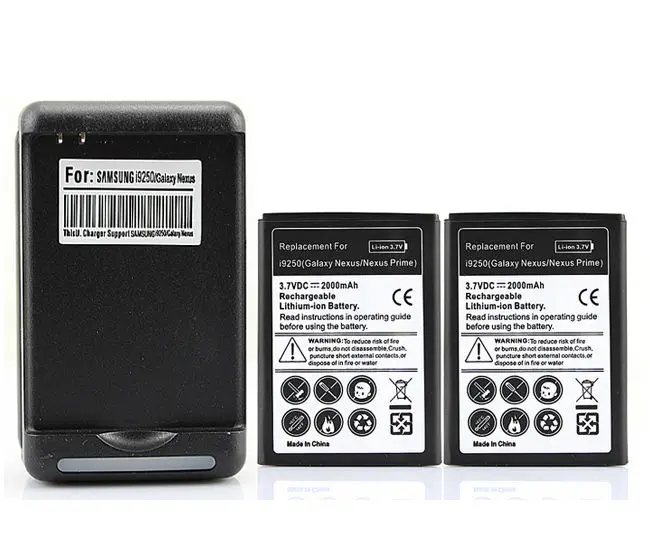 2x2000mAh i9250 сменный аккумулятор + USB Сетевое зарядное устройство для Samsung Galaxy Nexus Prime