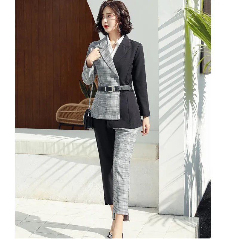 Женский костюм сейчас популярный новый женский модный с мозаикой из двух