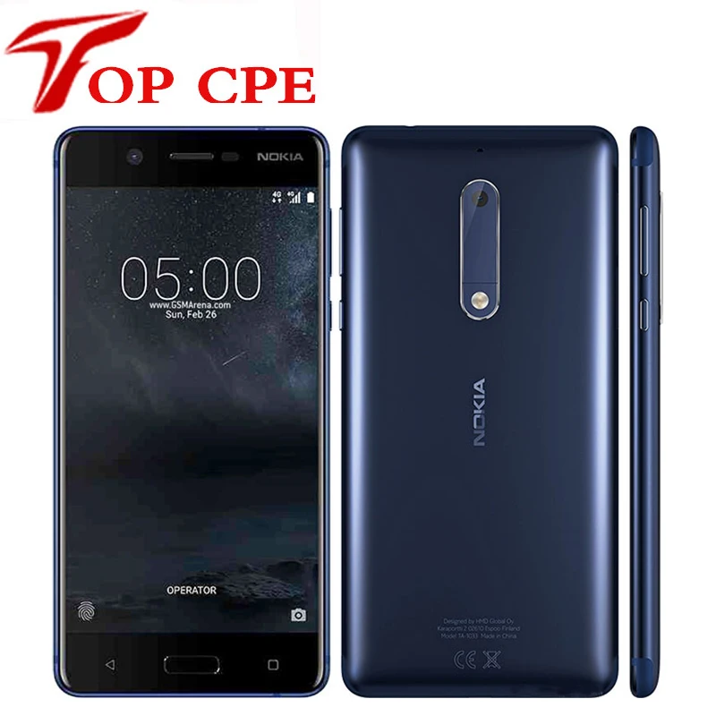 Nokia 5 LTE 4G 16G rom 2G ram Android 7,0, четыре ядра, 5,2 дюймов, одна sim-карта, 1080 P, 13 МП, отремонтированный смартфон, мобильный телефон